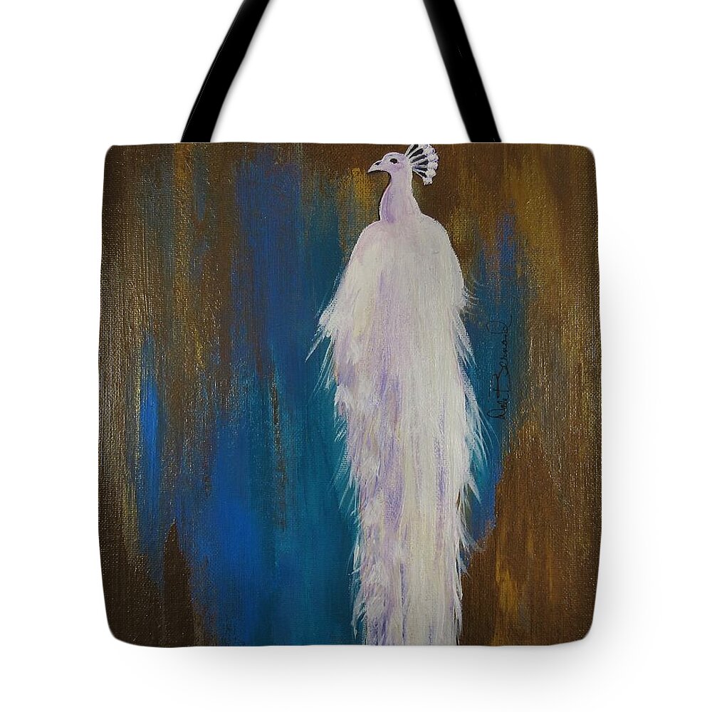 Peahen Tote Bag featuring the painting Magnificence by Dale Bernard