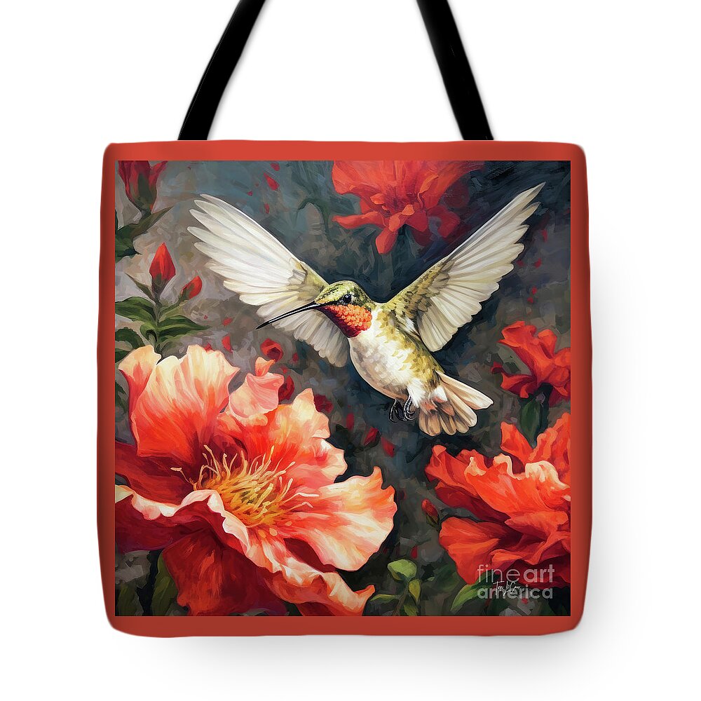 Ruby Hummingbird Tote Bag featuring the painting Magnificent Ruby by Tina LeCour