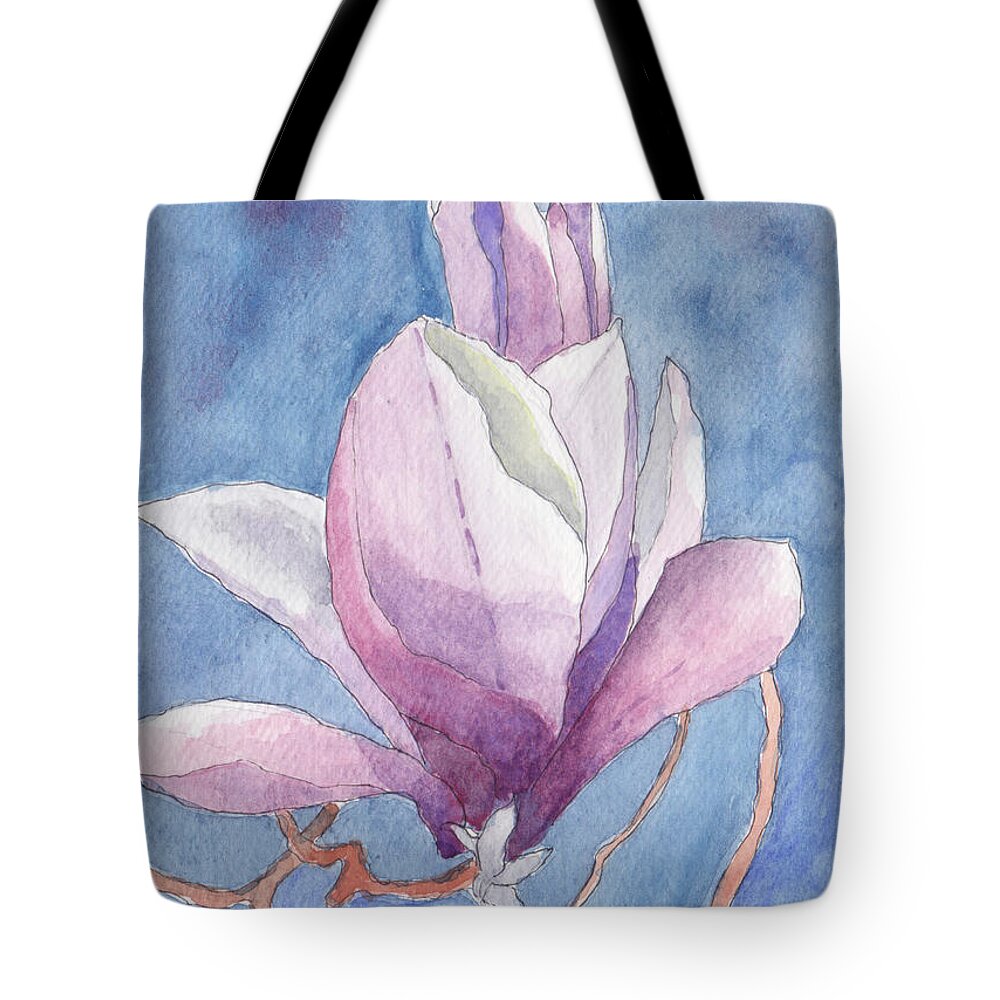 Trees In Spring Tote Bag featuring the painting Magnolia by Anne Katzeff