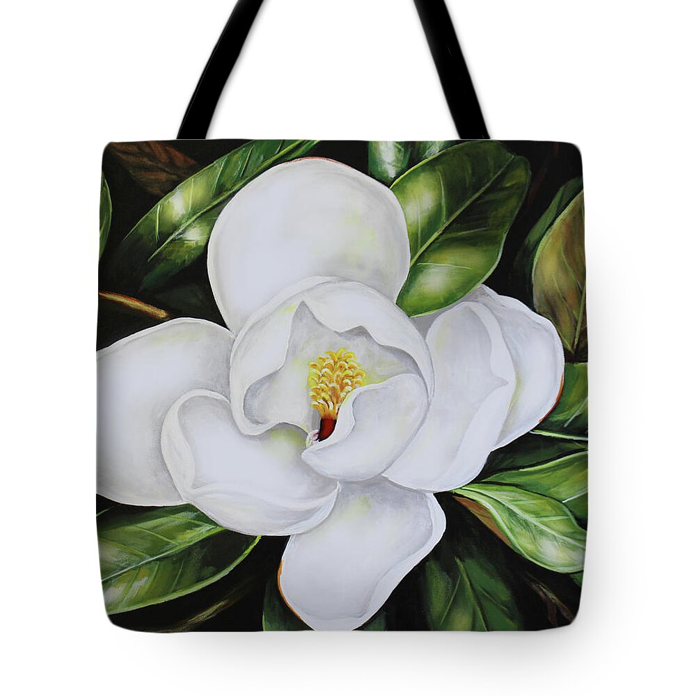 Magnolia Tote Bag featuring the painting Magnolia Blossom by Karl Wagner