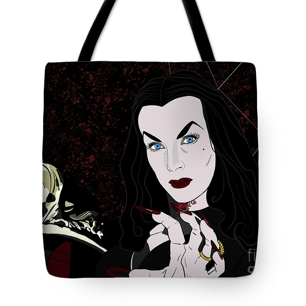 Maila Nurmi Tote Bag featuring the digital art Maila Nurmi Vampira by Marisol VB