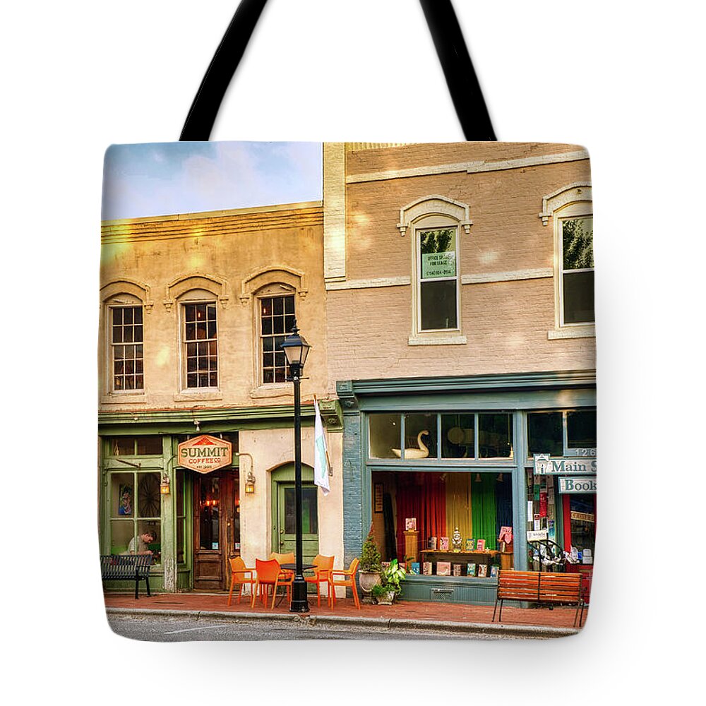 Small Town Tote Bag featuring the photograph Main Street in Davidson by Amy Dundon