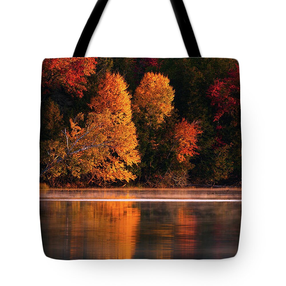 Autumn Tote Bag featuring the photograph Maine Autumn 34A4123 by Greg Hartford