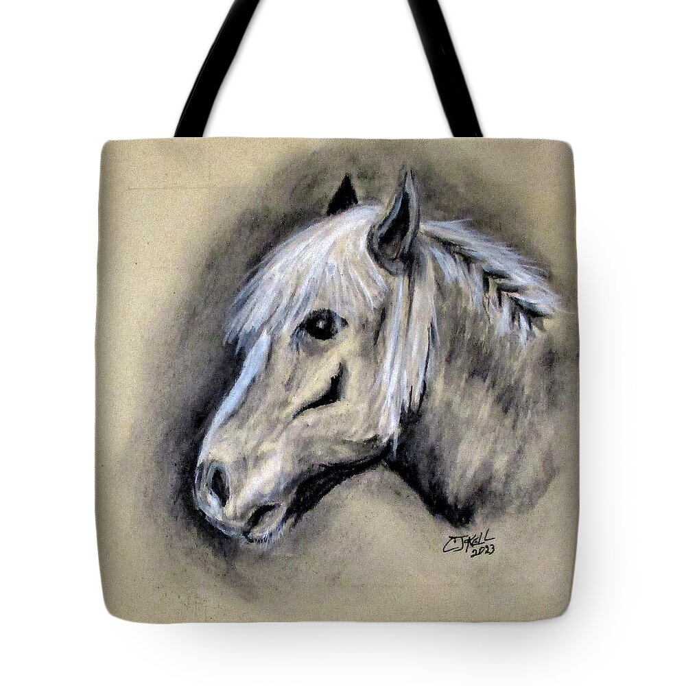 Horses Tote Bag featuring the drawing Majestic by Clyde J Kell