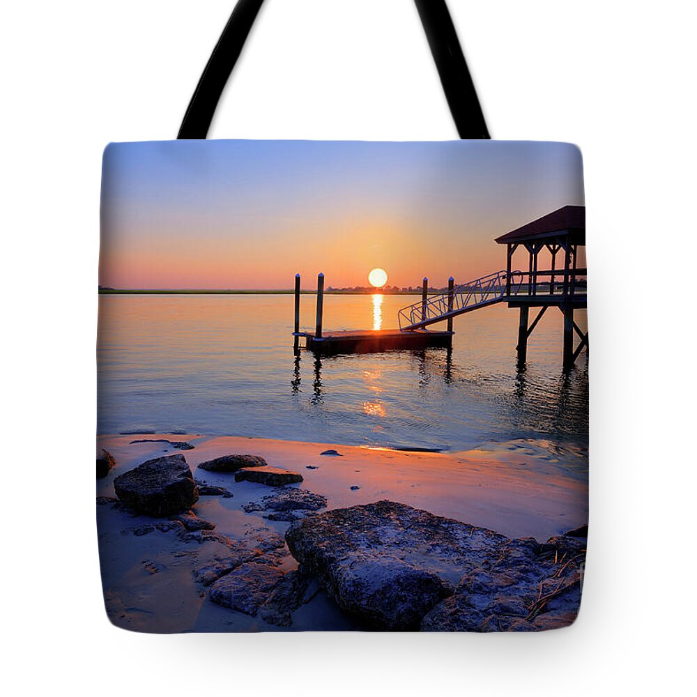 Sunset Tote Bag featuring the photograph Majestic Coastal Sunset by Shelia Hunt