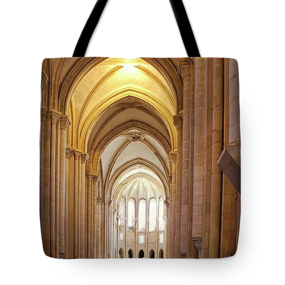 12th C. Church Of Santa Maria Tote Bag featuring the photograph Majestic Gothic Cathedral in Portugal by Kirsten Giving