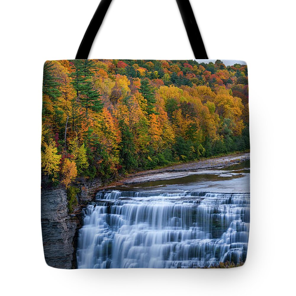 Waterfalls Tote Bag featuring the photograph Majestic Middle Falls by Mark Papke