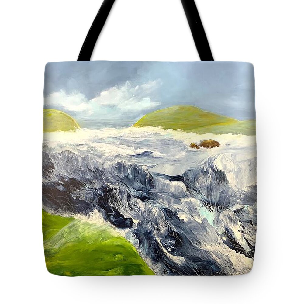Fluid Pour Tote Bag featuring the painting Majestic by Soraya Silvestri