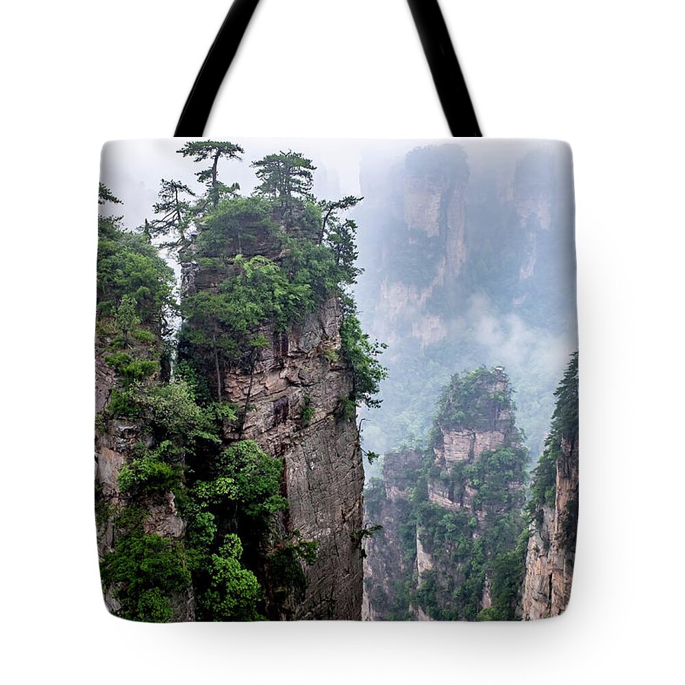Ancient Tote Bag featuring the photograph Majestic View of Zhangjiajie by Arj Munoz