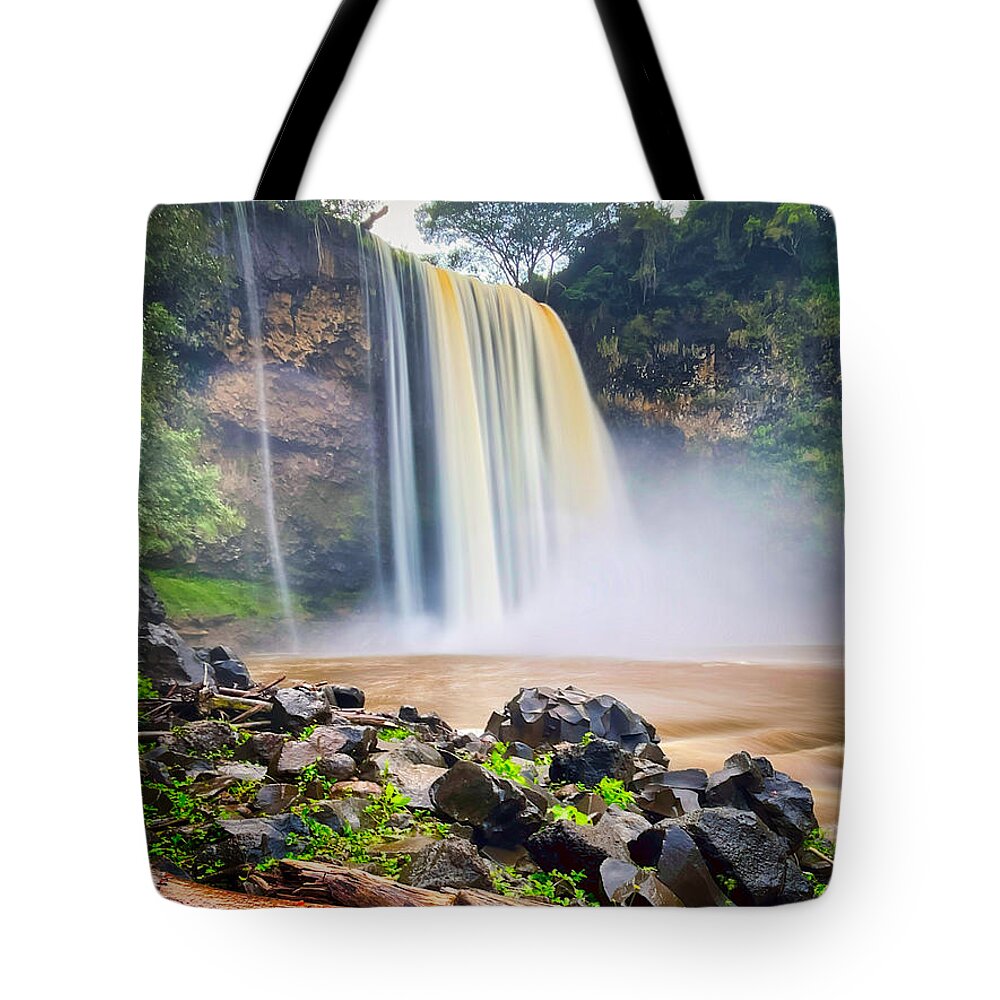 Wailua Tote Bag featuring the photograph Majestic Wailua Falls by Bradley Morris