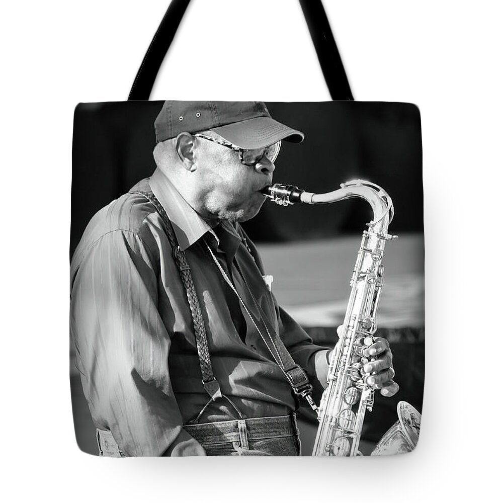 Street Performer Tote Bag featuring the photograph Make A Joyful Noise by Lens Art Photography By Larry Trager