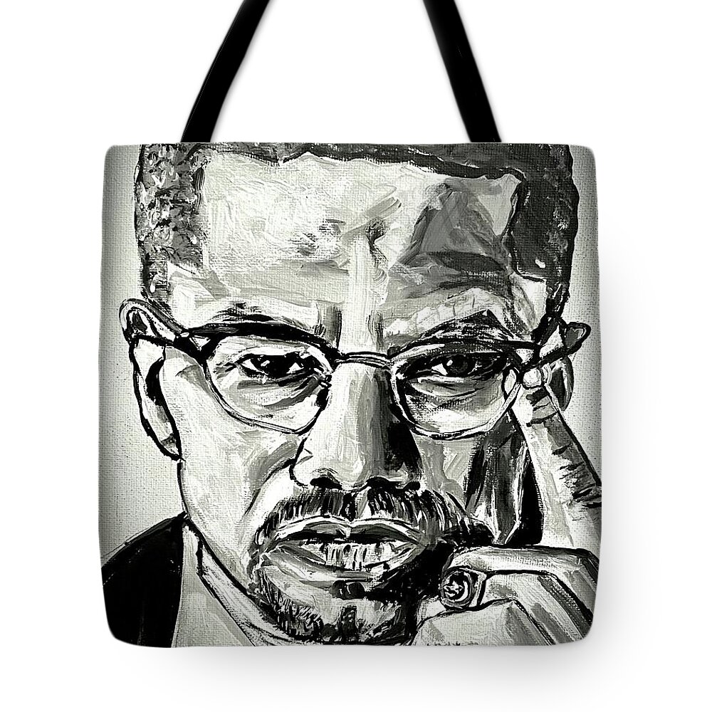  Tote Bag featuring the painting Malcom X by Shemika Bussey