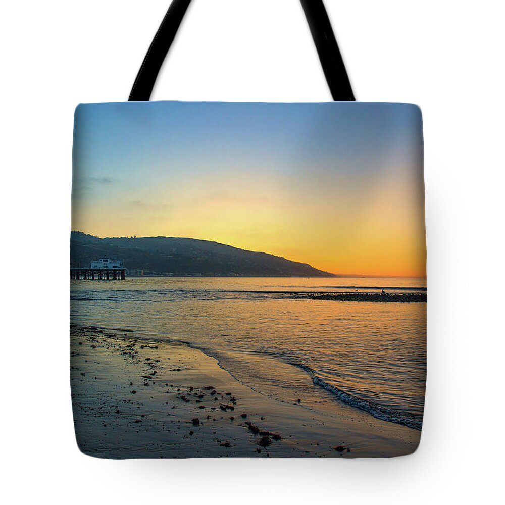 Beach Tote Bag featuring the photograph Malibu Surfrider Beach Sunrise by Matthew DeGrushe