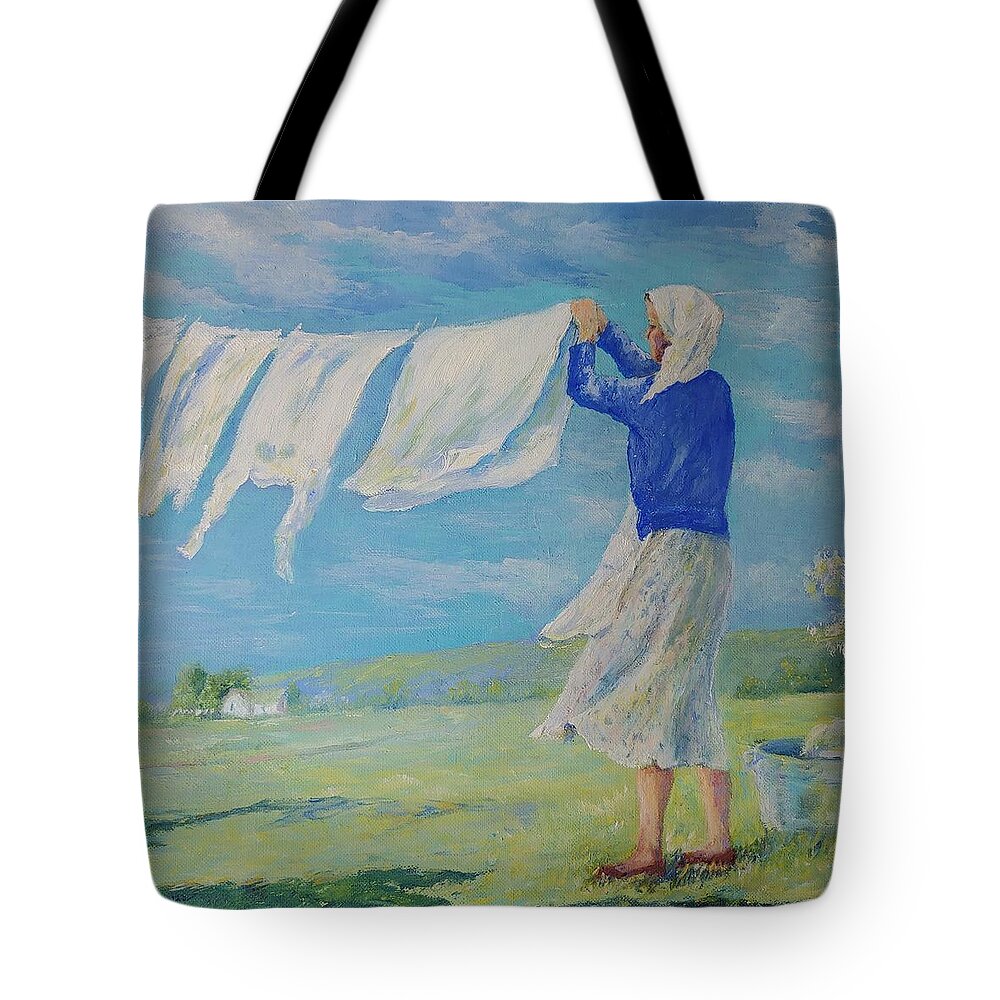 March Tote Bag featuring the painting Mama, a Strong Sand Mountain Woman by ML McCormick