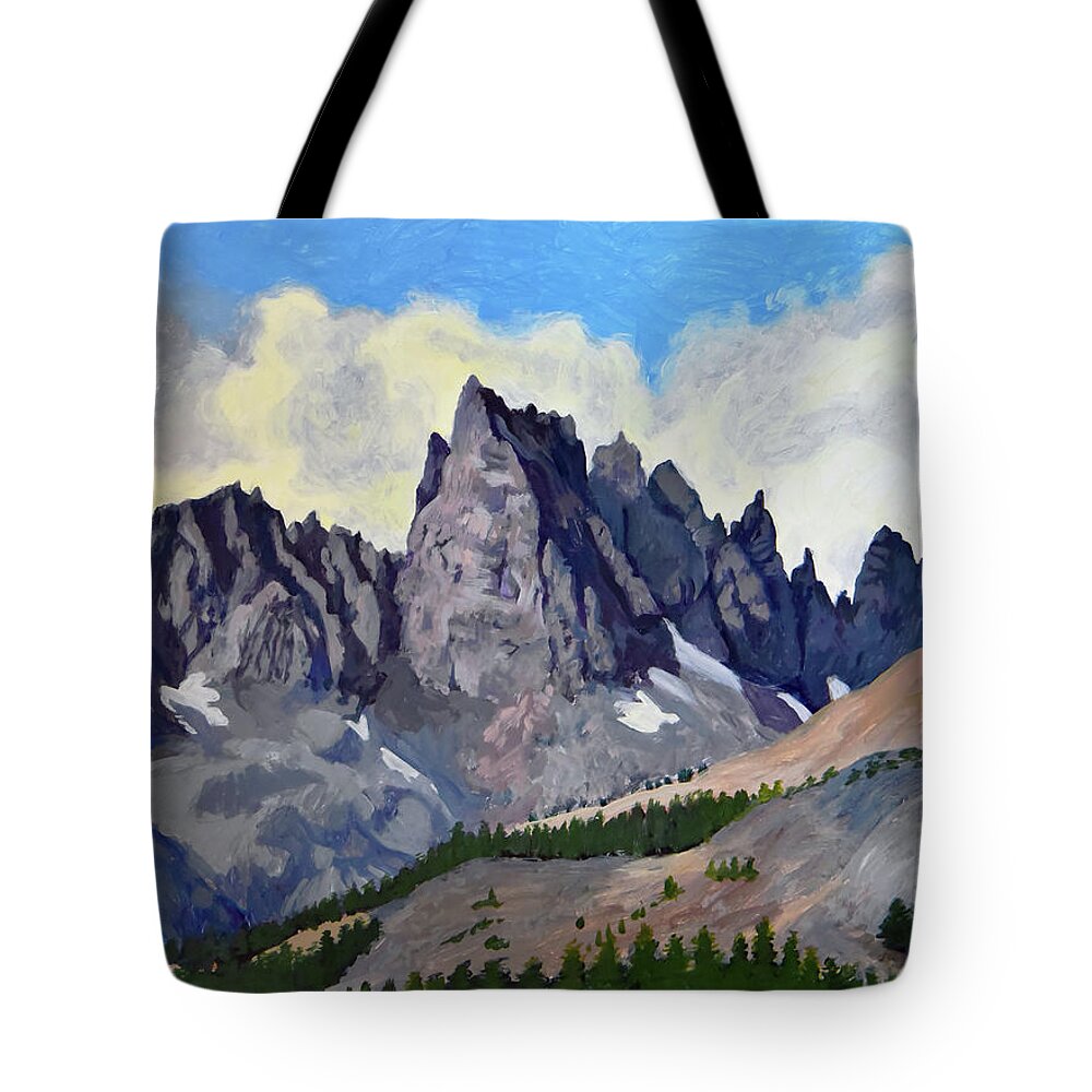 Landscape Tote Bag featuring the painting Mammoth Minarets by Alice Leggett