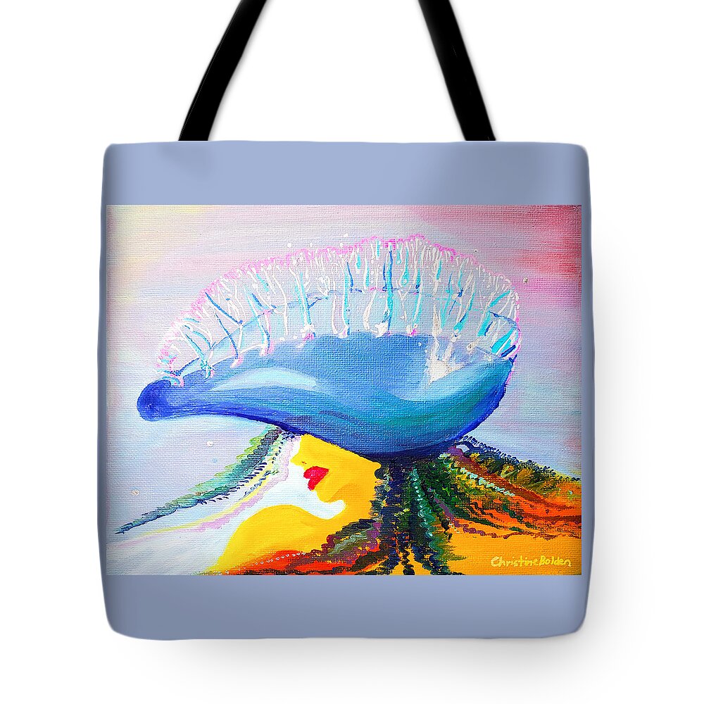 Abstract Tote Bag featuring the painting Man O' War by Christine Bolden