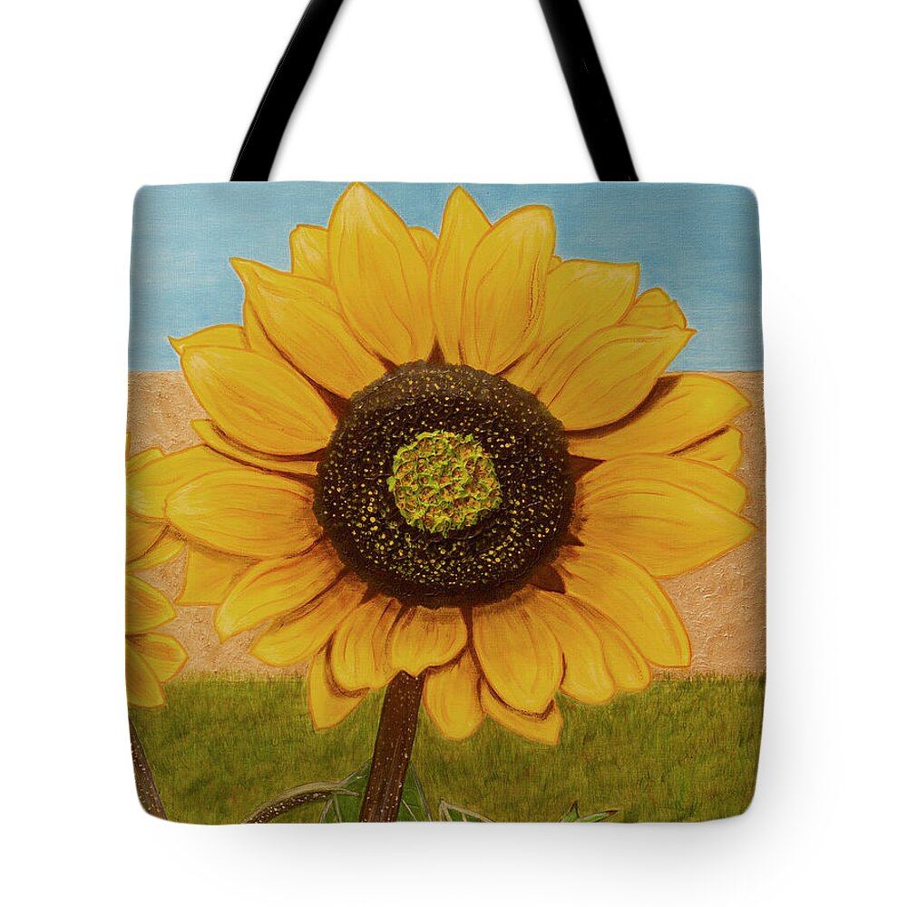 Sunflower Tote Bag featuring the painting Mandy's Dazzling Diva by Donna Manaraze