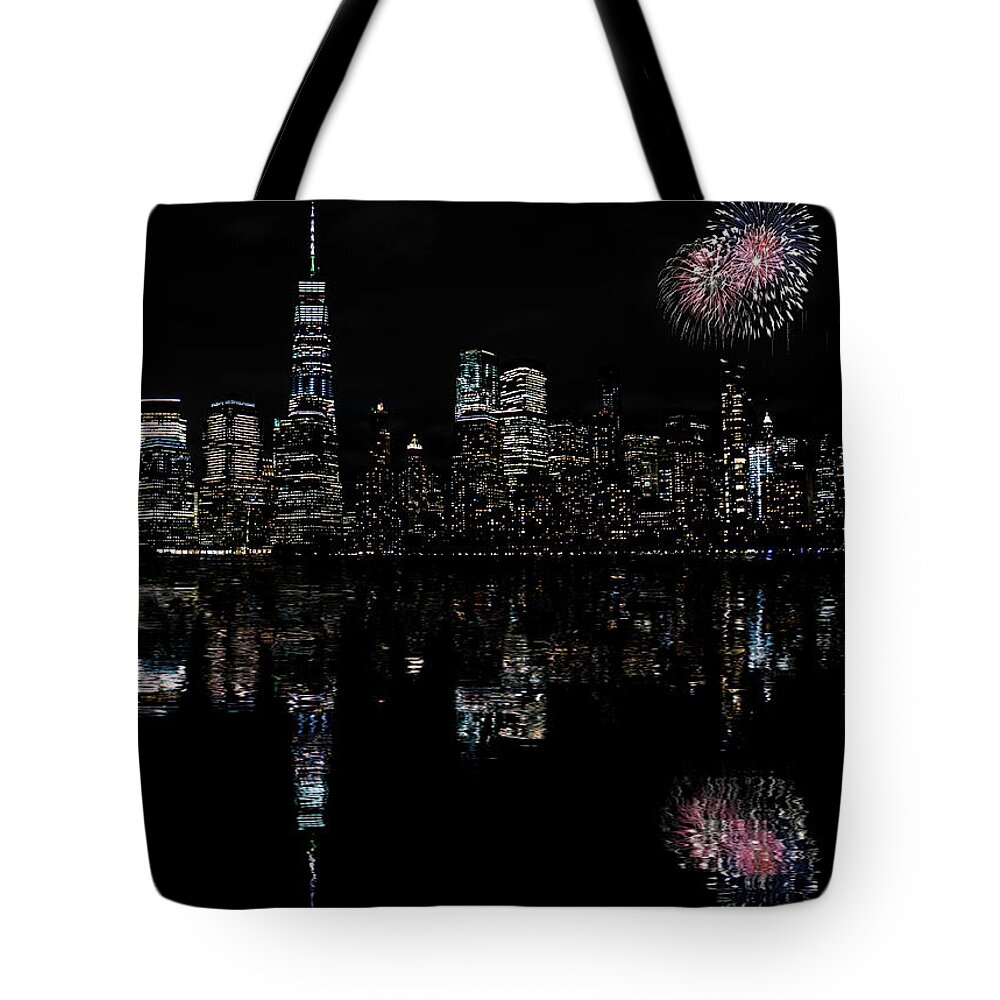Manhattan Tote Bag featuring the photograph Manhattan at Night 2 by Ron Long Ltd Photography