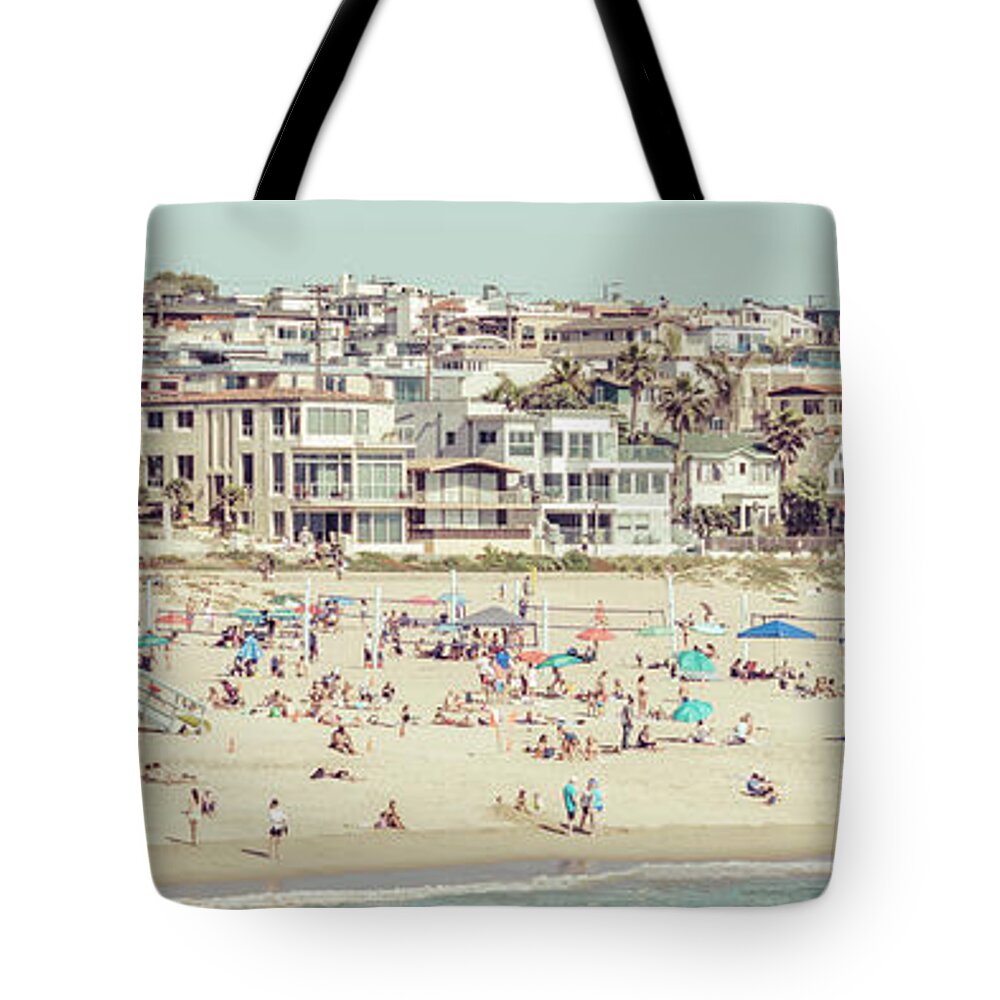 America Tote Bag featuring the photograph Manhattan Beach Skyline California Panorama Photo by Paul Velgos