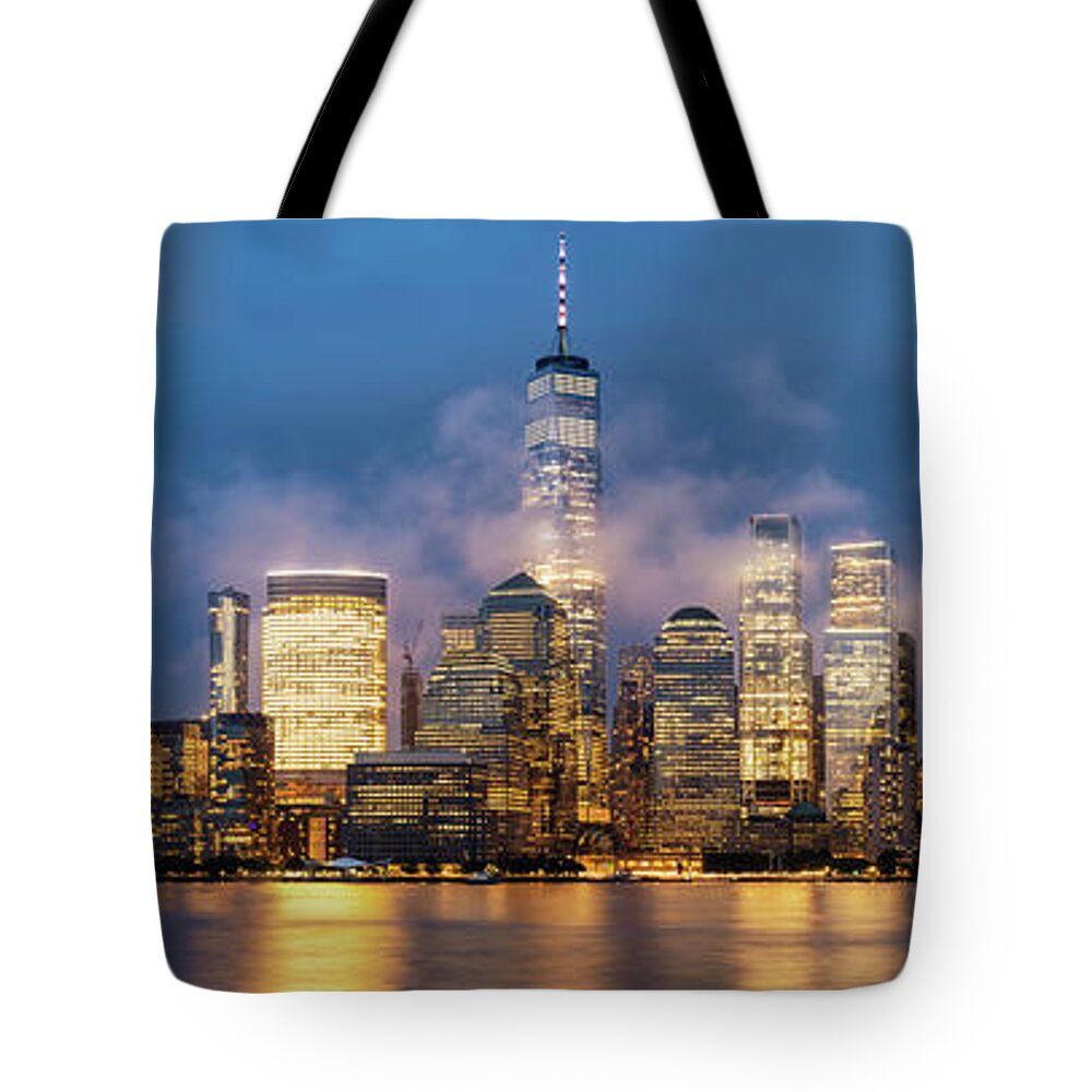 Manhattan Tote Bag featuring the photograph Manhattan from Jersey City by Randy Lemoine