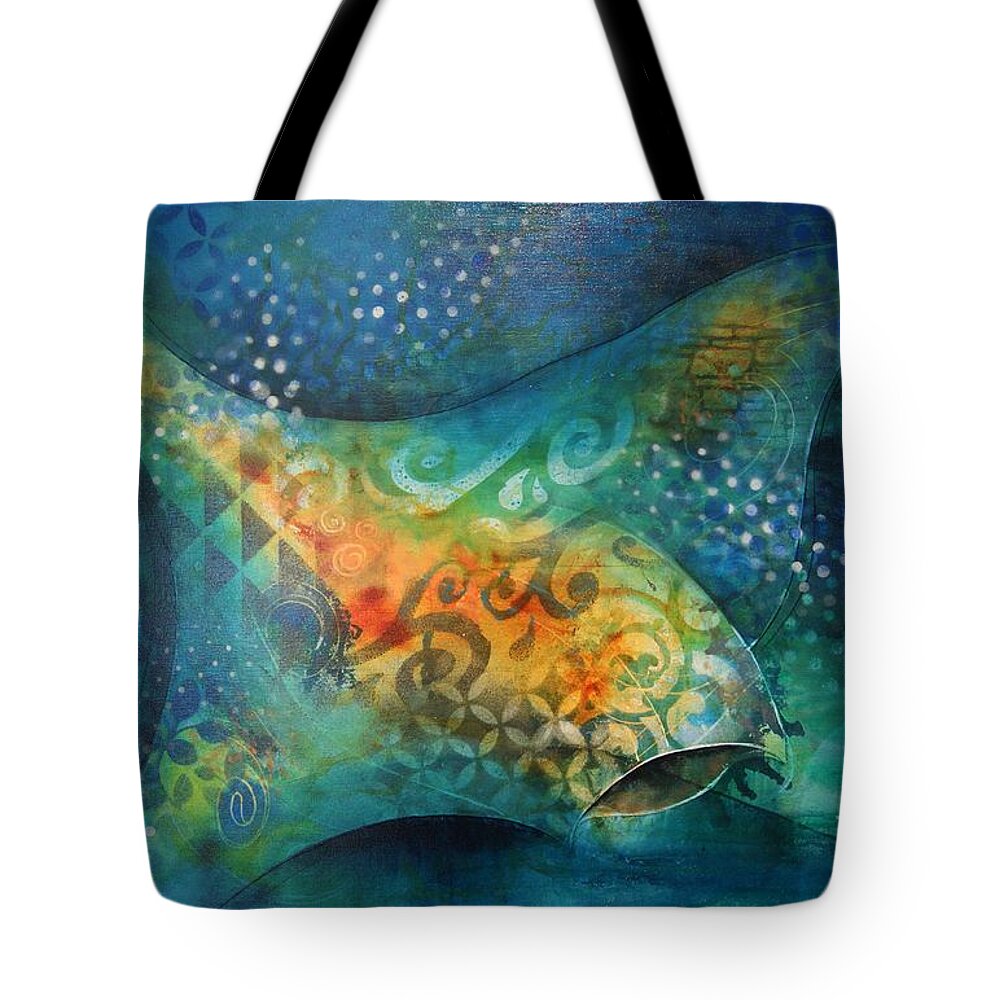 Manta Tote Bag featuring the painting Manta Ray by Reina Cottier