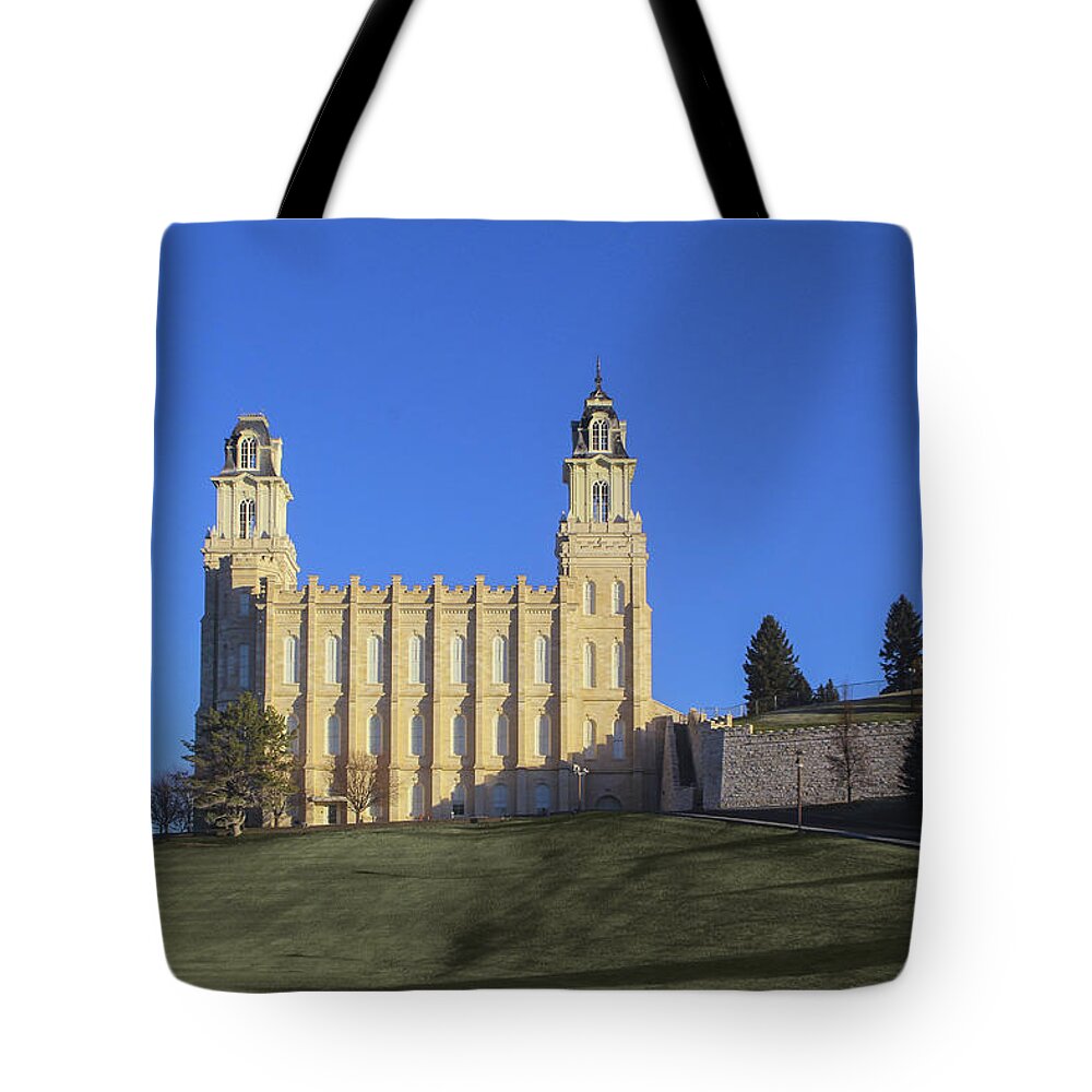Manti Tote Bag featuring the photograph Manti Temple at Sunrise by K Bradley Washburn