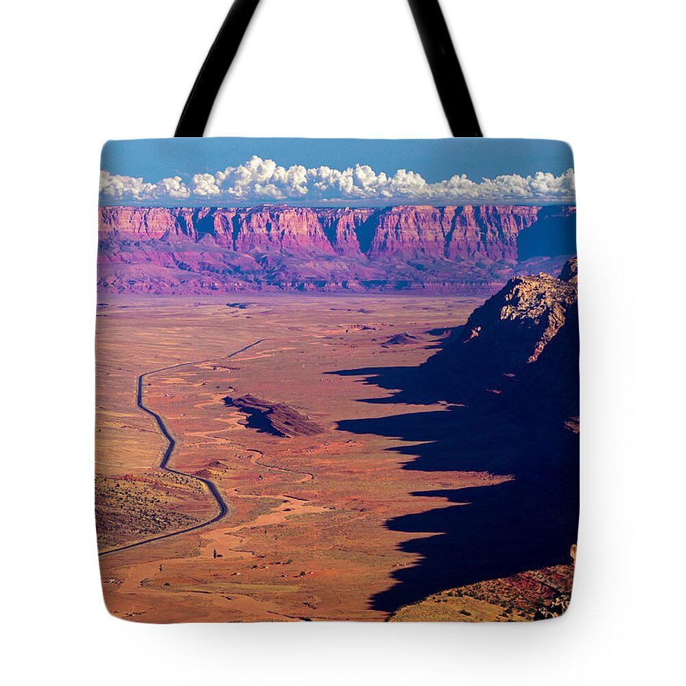 Arizona Grand Canyon Marble Cliffs Colorful Rock Landscape Vermillion Desert Fstop101 Painted Tote Bag featuring the photograph Marble Canyon and the Vermilion Cliffs by Geno Lee