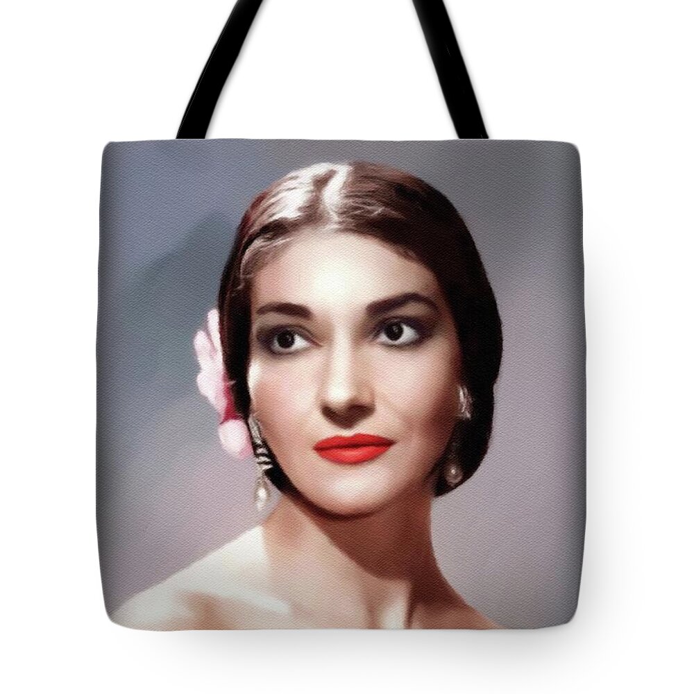 Maria Tote Bag featuring the painting Maria Callas, Music Legend by Esoterica Art Agency