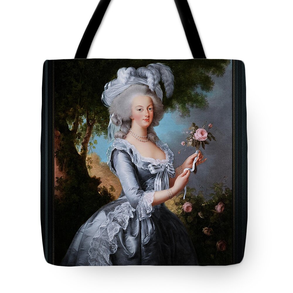 Marie Antoinette With A Rose Tote Bag featuring the painting Marie Antoinette with a Rose by Elisabeth-Louise Vigee Le Brun Remastered Xzendor7 Reproductions by Xzendor7
