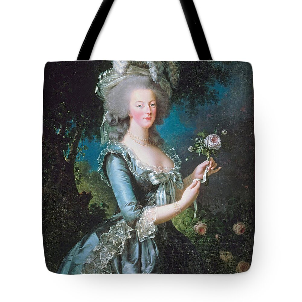 Marie Antoinette Tote Bag featuring the painting Marie Antoinette with a Rose by Long Shot
