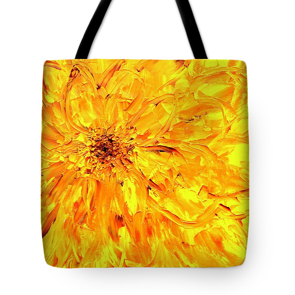 Yellow Tote Bag featuring the painting Marigold Inspiration 3 by Teresa Moerer
