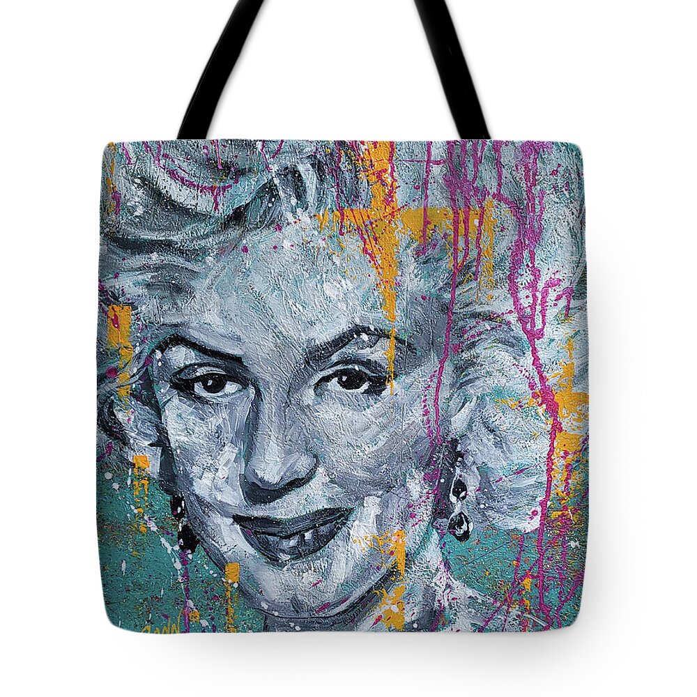 Pop Art Tote Bag featuring the painting Marilyn Desaturated - Celebrity Pop Art by Shawn Conn