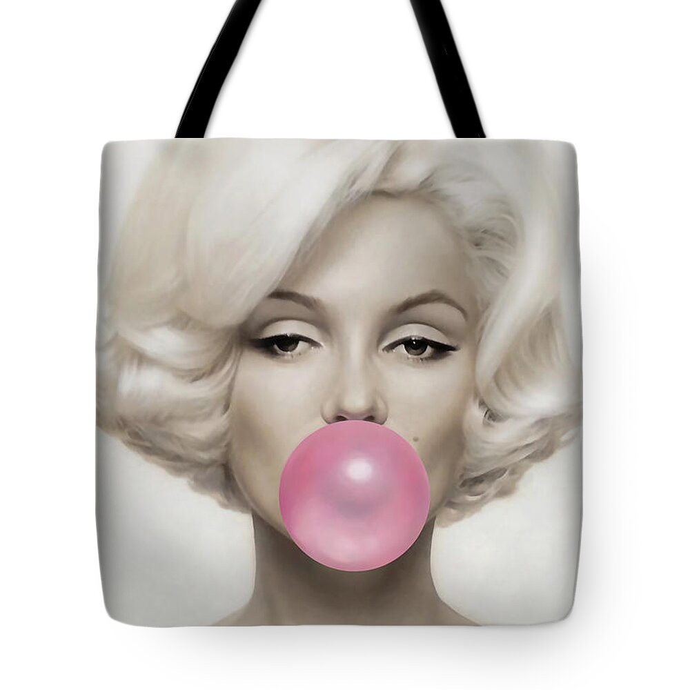 Pop Art Paintings Mixed Media Mixed Media Tote Bag featuring the mixed media Marilyn Monroe by Marvin Blaine