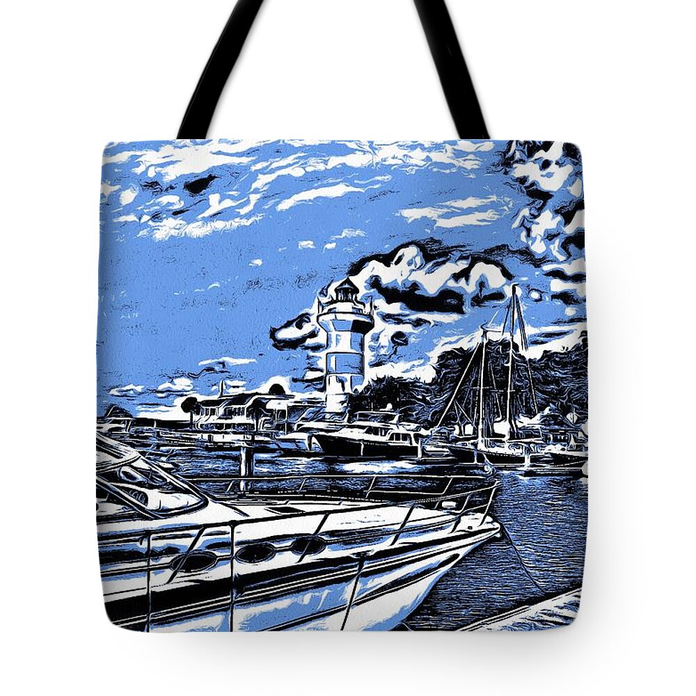 Boats Tote Bag featuring the photograph Marina Mirage by John Handfield