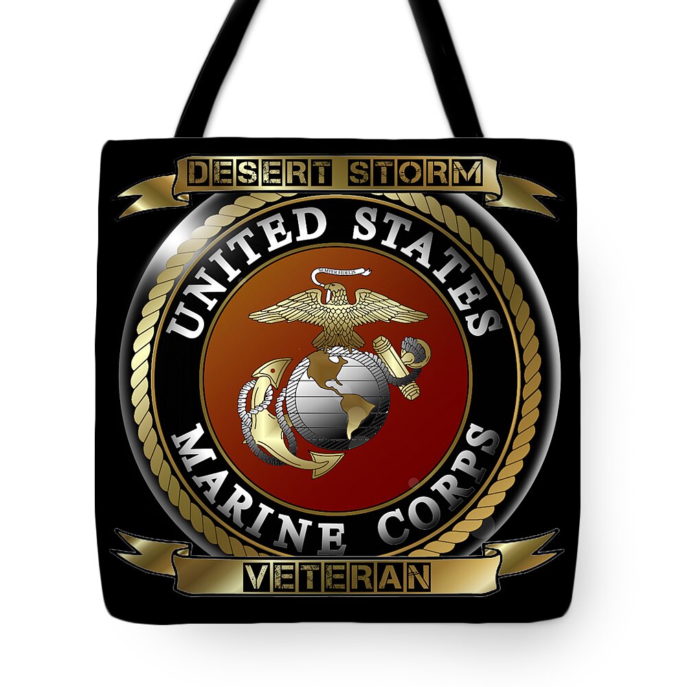 United Tote Bag featuring the digital art Marine Desert Storm Veterans by Bill Richards