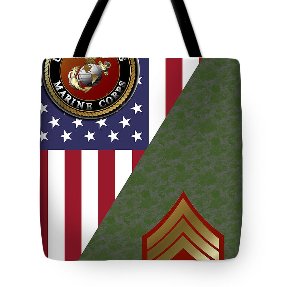 United Tote Bag featuring the digital art Marine Sergeant by Bill Richards