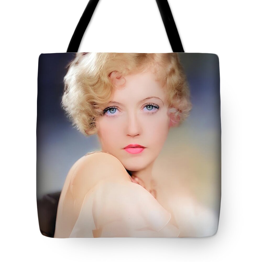 Marion Davies Tote Bag featuring the digital art Marion Davies Portrait by Chuck Staley