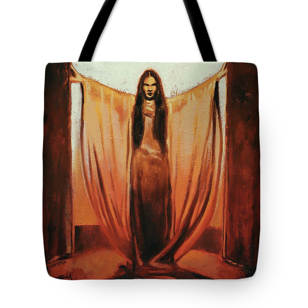 Girl Tote Bag featuring the painting Mark of the Vampire by Sv Bell