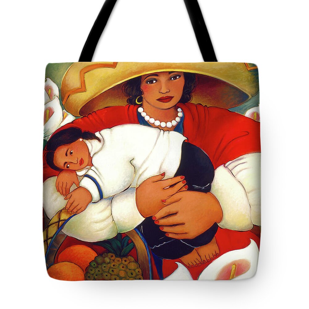Mother Tote Bag featuring the painting Market Day by Linda Carter Holman