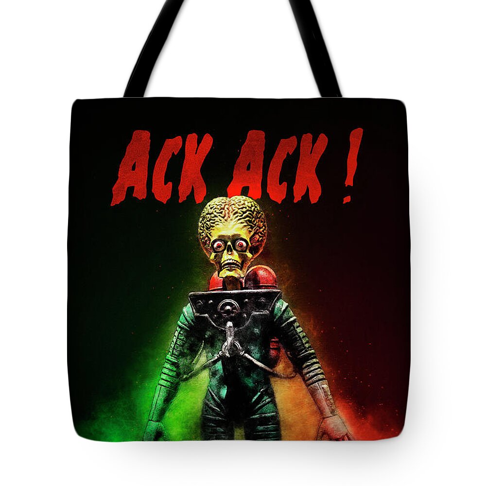 Mars Attacks Tote Bag featuring the mixed media Mars attacks by Olivier Parent