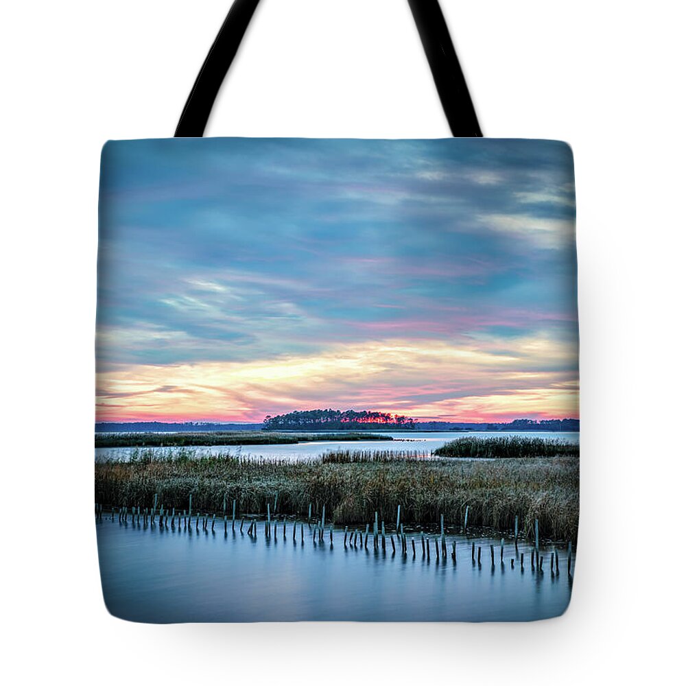 Marsh Tote Bag featuring the photograph Marsh Sunset by C Renee Martin