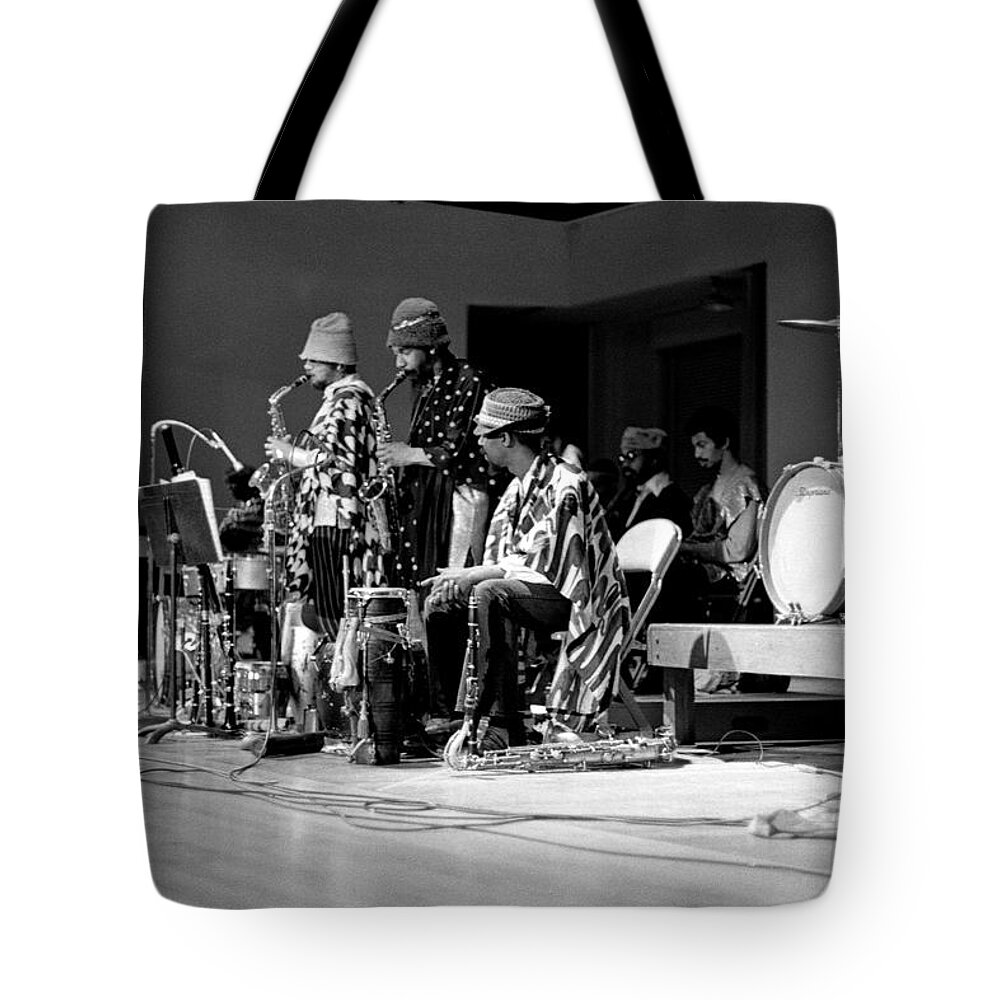 Sun Ra Arkestra At Freeborn Hall Tote Bag featuring the photograph Marshall Allen and Danny Davis by Lee Santa