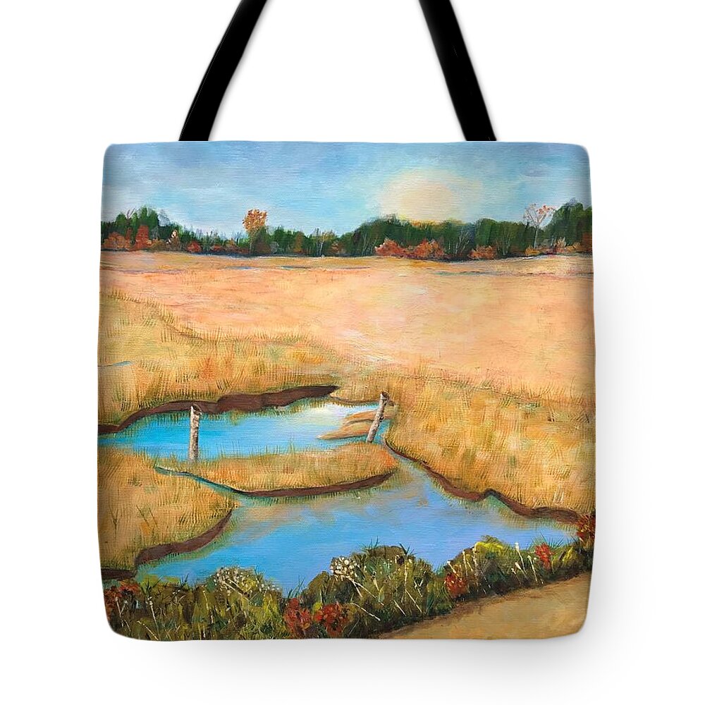 Marsh Tote Bag featuring the painting Marshlands by Deborah Naves