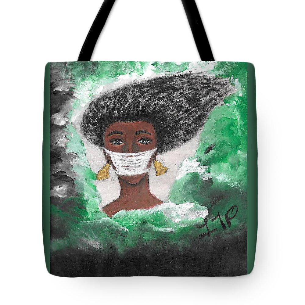 Mask Tote Bag featuring the painting Masked Goddess by Esoteric Gardens KN
