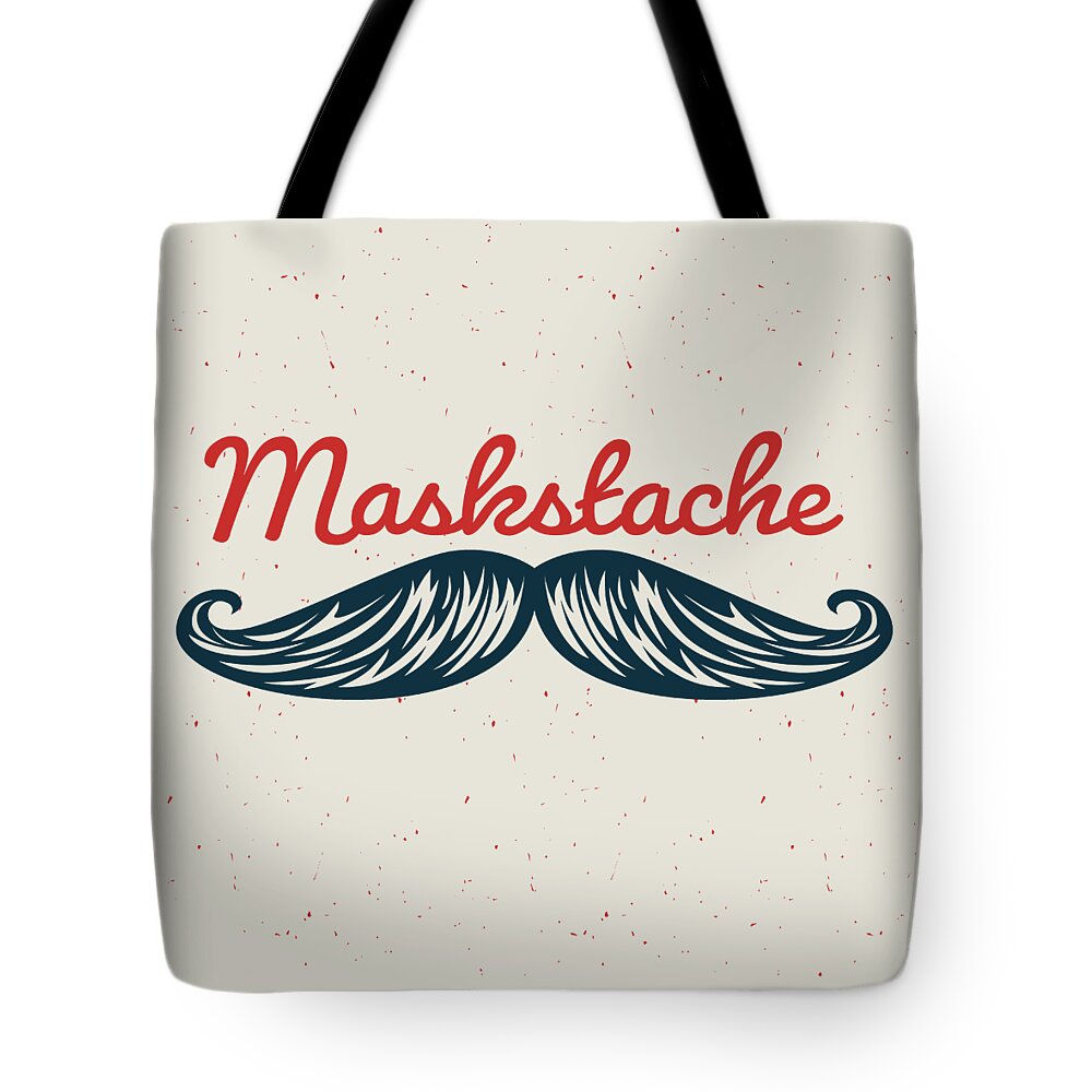 Maskstache Tote Bag featuring the digital art Masktache by Laura Ostrowski