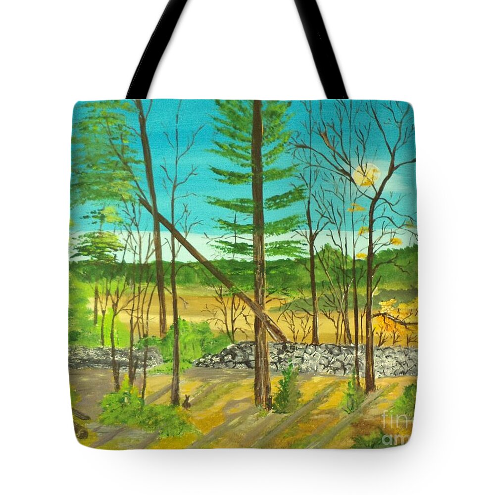 Landscape Tote Bag featuring the painting Mass. Woods Trail # 184 by Donald Northup