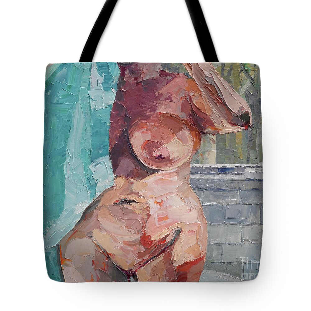Nude Tote Bag featuring the painting Master Bath by PJ Kirk