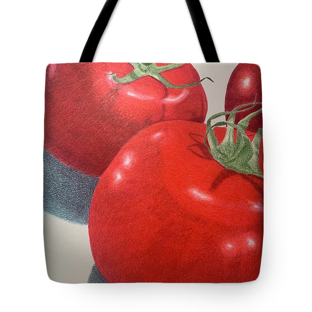Tomatoes Tote Bag featuring the drawing Maters by Colette Lee