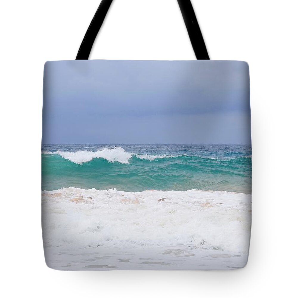 Aloha Tote Bag featuring the photograph Milky waves,Makena Beach,Maui by Bnte Creations