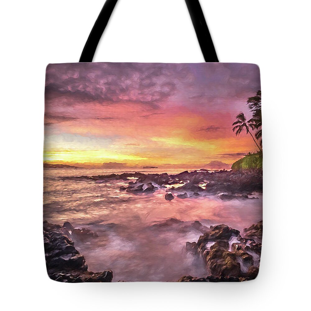 Sunset Tote Bag featuring the photograph Maui sunset - Digital Art by Robert Miller